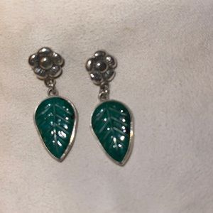 Silver leaf earrings
